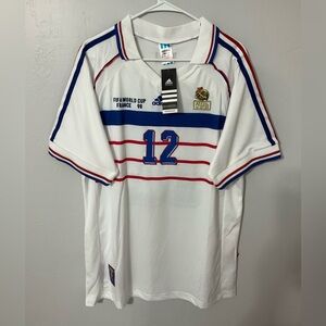 France Thierry Henry 98 Men's White Jersey with Blue and Red Stripes Size Medium